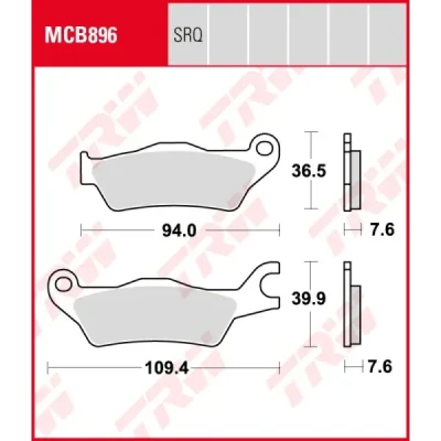 Klocki hamulcowe TRW Lucas MCB 896 (2 szt.) (MCB896) Klocki hamulcowe TRW Lucas MCB 896 (2 szt.) (MCB896)