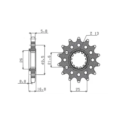 Zębatka przednia 2093M 14 Kawasaki ZX6R 2003-2006 łańcuch 520 - SUNSTAR Zębatka przednia 2093M 14 Kawasaki ZX6R 2003-2006 łańcuch 520 - SUNSTAR