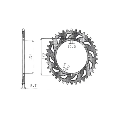 Zębatka tylna stal SUNSTAR 50 (530) z.43 SUNR1-5695-43