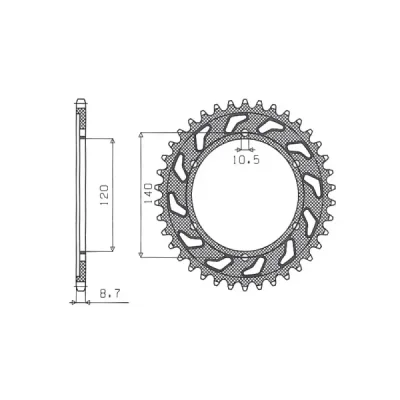 Zębatka tylna 498 45 stal Kawasaki ZZR 600 90-92 łańcuch 530 - SUNSTAR Zębatka tylna 498 45 stal Kawasaki ZZR 600 90-92 łańcuch 530 - SUNSTAR
