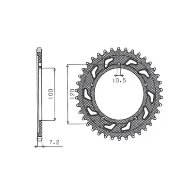Zębatka tylna 4447 41 / 4363 41 stal Aprilia RSV 1000 04-15, Tuono 1000 06-10, Mana 850 08-16 łańcuch 525 - SUNSTAR