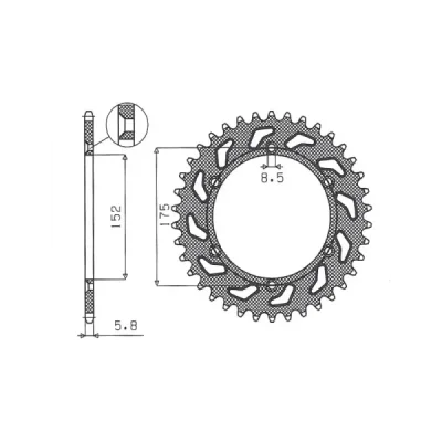 Zębatka tylna 856 43 stal Yamaha TT600R '98-'03, TT600S '93-'95, YFZ 350 Banshee '89-'06 łańcuch 520 JTR853.43 - SUNSTAR