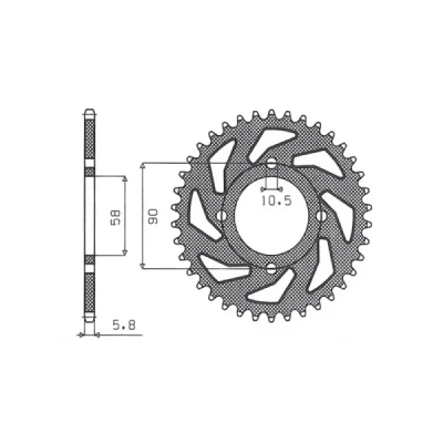 Zębatka tylna stal SUNSTAR 520 z.44 SUNR1-3079-44 Zębatka tylna stal SUNSTAR 520 z.44 SUNR1-3079-44