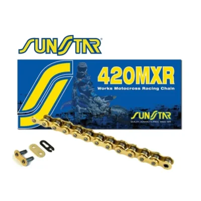 Łańcuch napędowy Sunstar 420 MXR 130G otwarty z zapinką złoty (SS420MXR-130G)