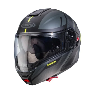 Kask szczękowy flip-up Levo X Manta czarny mat/szary/żółty fluo M pinlock - Caberg Kask szczękowy flip-up Levo X Manta czarny mat/szary/żółty fluo M pinlock - Caberg