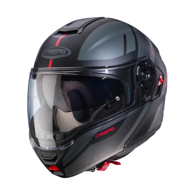 Kask szczękowy Levo X Manta czarny mat/szary/czerwony XL pinlock - Caberg Kask szczękowy Levo X Manta czarny mat/szary/czerwony XL pinlock - Caberg