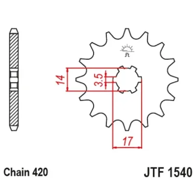 Zębatka przód JT , 14z rozmiar 420 (JTF1540.14) Zębatka przód JT , 14z rozmiar 420 (JTF1540.14)