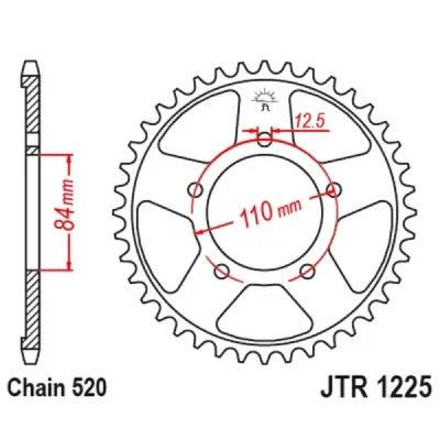 Zębatka tył stalowa JT , 36z rozmiar 520 (JTR1225.36) Zębatka tył stalowa JT , 36z rozmiar 520 (JTR1225.36)
