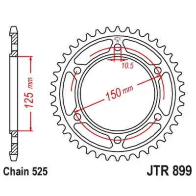 Zębatka tylna stalowa JT R899-42ZBK, 42Z, rozmiar 525 czarna Zębatka tylna stalowa JT R899-42ZBK, 42Z, rozmiar 525 czarna