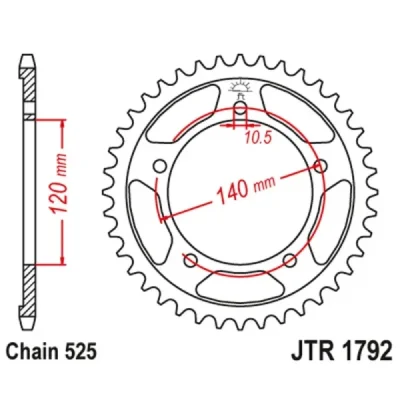 Zębatka tylna stal JT 525 z.48 JTR1792,48ZBK Zębatka tylna stal JT 525 z.48 JTR1792,48ZBK
