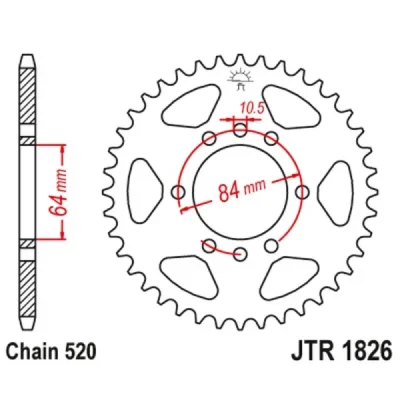 Zębatka tylna stalowa JT R1826-46, 46Z, rozmiar 520 Zębatka tylna stalowa JT R1826-46, 46Z, rozmiar 520