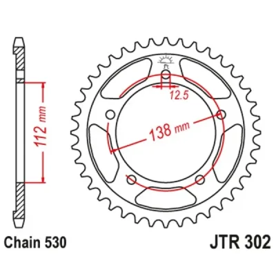 Zębatka tylna stalowa JT R302-40, 40Z, rozmiar 530 Zębatka tylna stalowa JT R302-40, 40Z, rozmiar 530