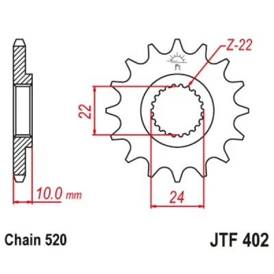 Zębatka przednia JT F402-16RB, 16Z, rozmiar 520 z tłumikiemAlternatywnie: 7263023 Zębatka przednia JT F402-16RB, 16Z, rozmiar 520 z tłumikiemAlternatywnie: 7263023