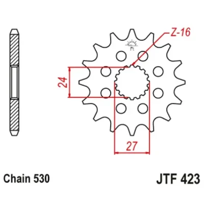 Zębatka przednia JT F423-17RB, 17Z, rozmiar 530 z tłumikiemAlternatywnie: 7263908 Zębatka przednia JT F423-17RB, 17Z, rozmiar 530 z tłumikiemAlternatywnie: 7263908