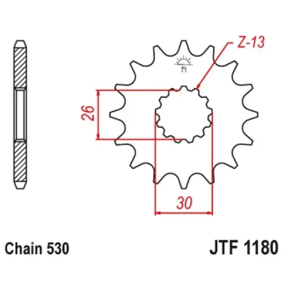 Zębatka przednia JT F1180-19RB, 19Z, rozmiar 530 z tłumikiemśrednica wewnętrzna 26/30 Zębatka przednia JT F1180-19RB, 19Z, rozmiar 530 z tłumikiemśrednica wewnętrzna 26/30