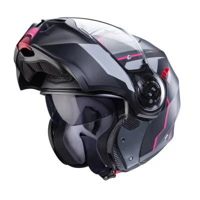 Kask szczękowy flip-up Duke Evo Move szary mat/czarny/fuksja (intensywny odcień różowego) XS pinlock - Caberg Kask szczękowy flip-up Duke Evo Move szary mat/czarny/fuksja (intensywny odcień różowego) XS pinlock - Caberg