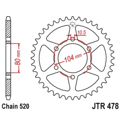 Zębatka tylna stalowa JT R478-46ZBK, 46Z, rozmiar 520 czarna Zębatka tylna stalowa JT R478-46ZBK, 46Z, rozmiar 520 czarna