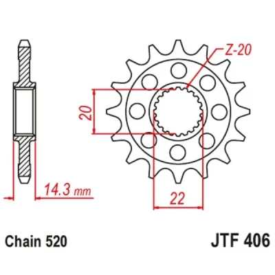 Jt Zębatka Przednia Bmw G310Gs '16-, G310R '16-, (Jtf406.16)* (Łańc. 520) Jt Zębatka Przednia Bmw G310Gs '16-, G310R '16-, (Jtf406.16)* (Łańc. 520)