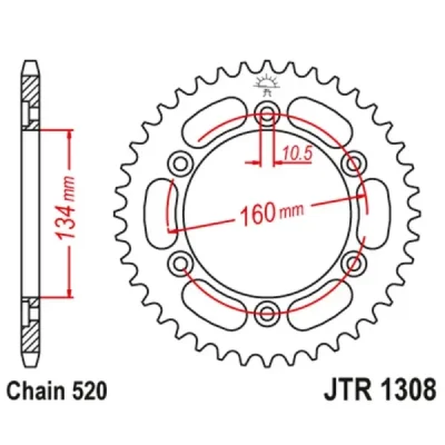 Zębatka tył aluminiowa JT , 43z rozmiar 520 czarna (JTA1308.43BLK) Zębatka tył aluminiowa JT , 43z rozmiar 520 czarna (JTA1308.43BLK)