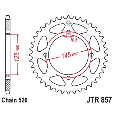 Zębatka tylna stalowa JT R857-47ZBK, 47Z, rozmiar 520 czarna Zębatka tylna stalowa JT R857-47ZBK, 47Z, rozmiar 520 czarna