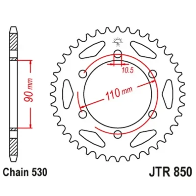 Zębatka tylna stalowa JT R850-31, 31Z, rozmiar 530 Zębatka tylna stalowa JT R850-31, 31Z, rozmiar 530