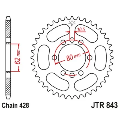 Zębatka tył stalowa JT , 48z rozmiar 428 (JTR843.48) Zębatka tył stalowa JT , 48z rozmiar 428 (JTR843.48)