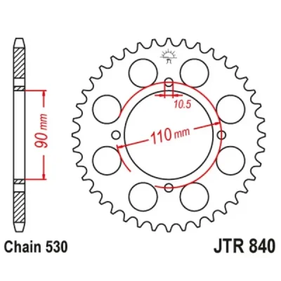 Zębatka tylna stal JT 50 (530) z.35 JTR840,35 Zębatka tylna stal JT 50 (530) z.35 JTR840,35