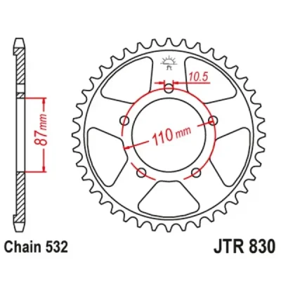 Zębatka tył stalowa JT , 46z rozmiar 532 (JTR830.46) Zębatka tył stalowa JT , 46z rozmiar 532 (JTR830.46)