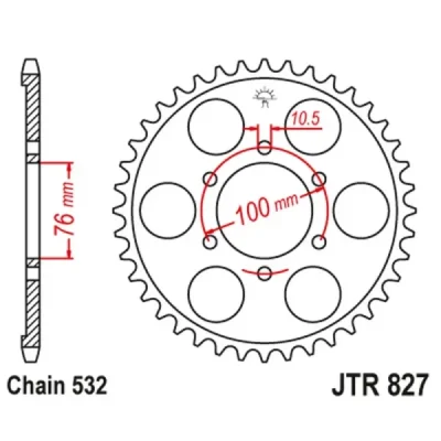 Zębatka tylna stalowa JT R827-52, 52Z, rozmiar 532 Zębatka tylna stalowa JT R827-52, 52Z, rozmiar 532
