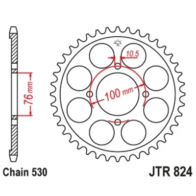 Zębatka tył stalowa JT , 46z rozmiar 530 (JTR824.46) Zębatka tył stalowa JT , 46z rozmiar 530 (JTR824.46)
