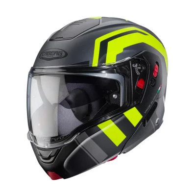 Kask szczękowy flip-up Horus X Road szary mat/czarny/żółty fluo L pinlock - Caberg