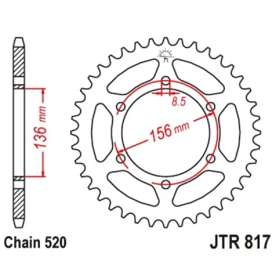 Zębatka tył stalowa JT , 46z rozmiar 520 (JTR817.46) Zębatka tył stalowa JT , 46z rozmiar 520 (JTR817.46)