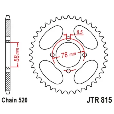 Zębatka tylna stalowa JT R815-38, 38Z, rozmiar 520 Zębatka tylna stalowa JT R815-38, 38Z, rozmiar 520