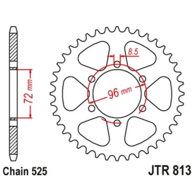 Zębatka tył stalowa JT , 40z rozmiar 525 (JTR813.40) Zębatka tył stalowa JT , 40z rozmiar 525 (JTR813.40)
