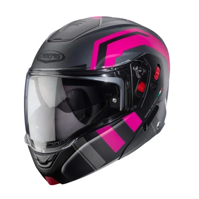 Kask szczękowy flip-up Horus X Road szary mat/czarny/fuksja S pinlock - Caberg