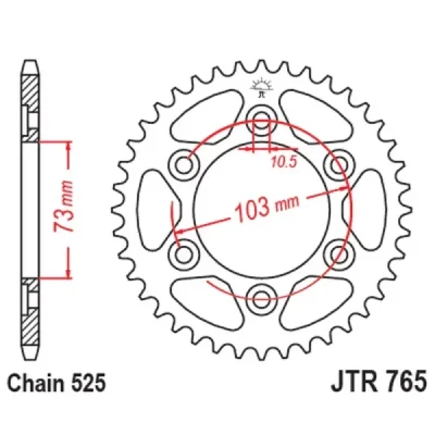 Zębatka tył stalowa JT , 43z rozmiar 525 (JTR765.43) Zębatka tył stalowa JT , 43z rozmiar 525 (JTR765.43)