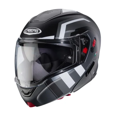 Kask szczękowy flip-up Horus X Road czarny mat/szary/biały M pinlock - Caberg