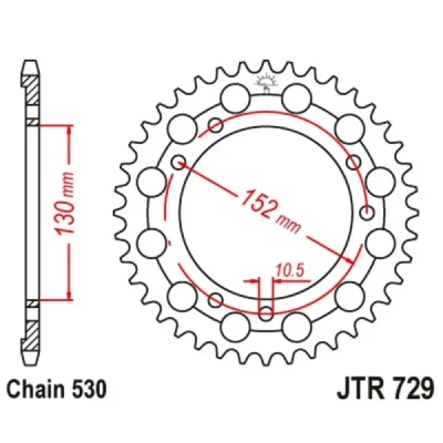 Zębatka tył stalowa JT , 46z rozmiar 530 (JTR729.46) Zębatka tył stalowa JT , 46z rozmiar 530 (JTR729.46)