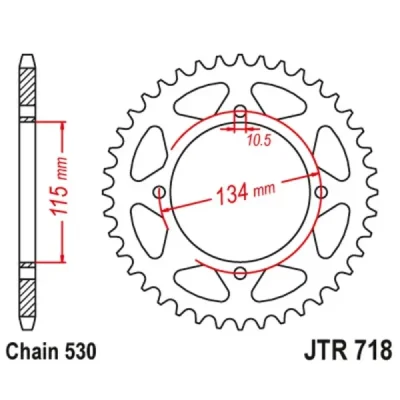 Zębatka tył stalowa JT , 48z rozmiar 530 (JTR718.48) Zębatka tył stalowa JT , 48z rozmiar 530 (JTR718.48)