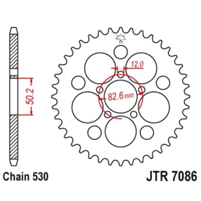 Zębatka tylna stalowa JT R7086-48, 48Z, rozmiar 530 Zębatka tylna stalowa JT R7086-48, 48Z, rozmiar 530