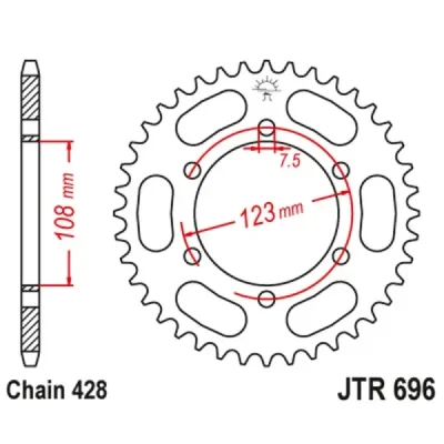 Zębatka tył stalowa JT , 49z rozmiar 428 (JTR696.49)