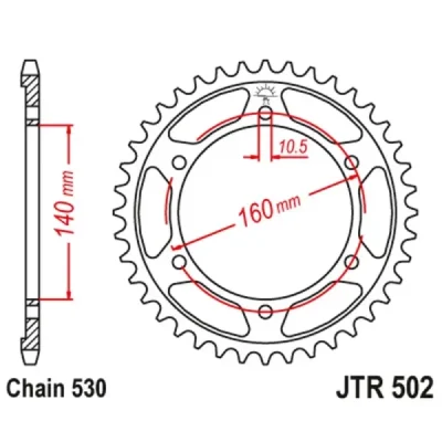 Zębatka tył stalowa JT , 49z rozmiar 530 (JTR502.49) Zębatka tył stalowa JT , 49z rozmiar 530 (JTR502.49)