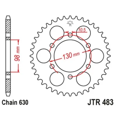 Zębatka tył stalowa JT , 35z rozmiar 630 (JTR483.35) Zębatka tył stalowa JT , 35z rozmiar 630 (JTR483.35)