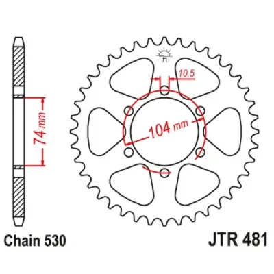 Zębatka tylna stalowa JT R481-40, 40Z, rozmiar 530 Zębatka tylna stalowa JT R481-40, 40Z, rozmiar 530