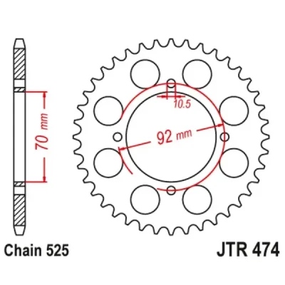 Zębatka tył stalowa JT , 48z rozmiar 525 (JTR474.48) Zębatka tył stalowa JT , 48z rozmiar 525 (JTR474.48)