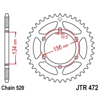 Zębatka tył stalowa JT , 37z rozmiar 520 (JTR473.37) Zębatka tył stalowa JT , 37z rozmiar 520 (JTR473.37)