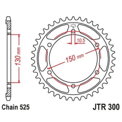 Zębatka tył stalowa JT , 42z rozmiar 525 czarna (JTR300.42ZBK) Zębatka tył stalowa JT , 42z rozmiar 525 czarna (JTR300.42ZBK)
