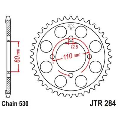 Zębatka tylna stalowa JT R284-43, 43Z, rozmiar 530