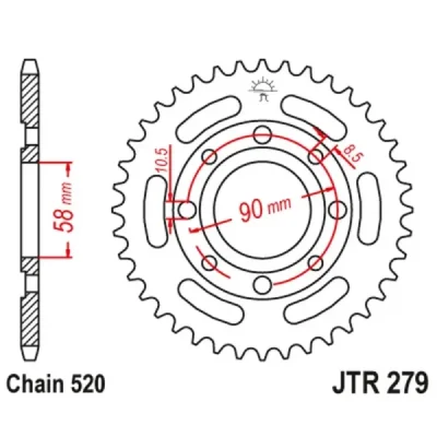 Zębatka tylna stalowa JT R279-30, 30Z rozmiar 520 Zębatka tylna stalowa JT R279-30, 30Z rozmiar 520