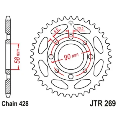 Zębatka tył stalowa JT , 35z rozmiar 428 (JTR269.35) Zębatka tył stalowa JT , 35z rozmiar 428 (JTR269.35)
